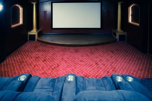 large screen home theater room