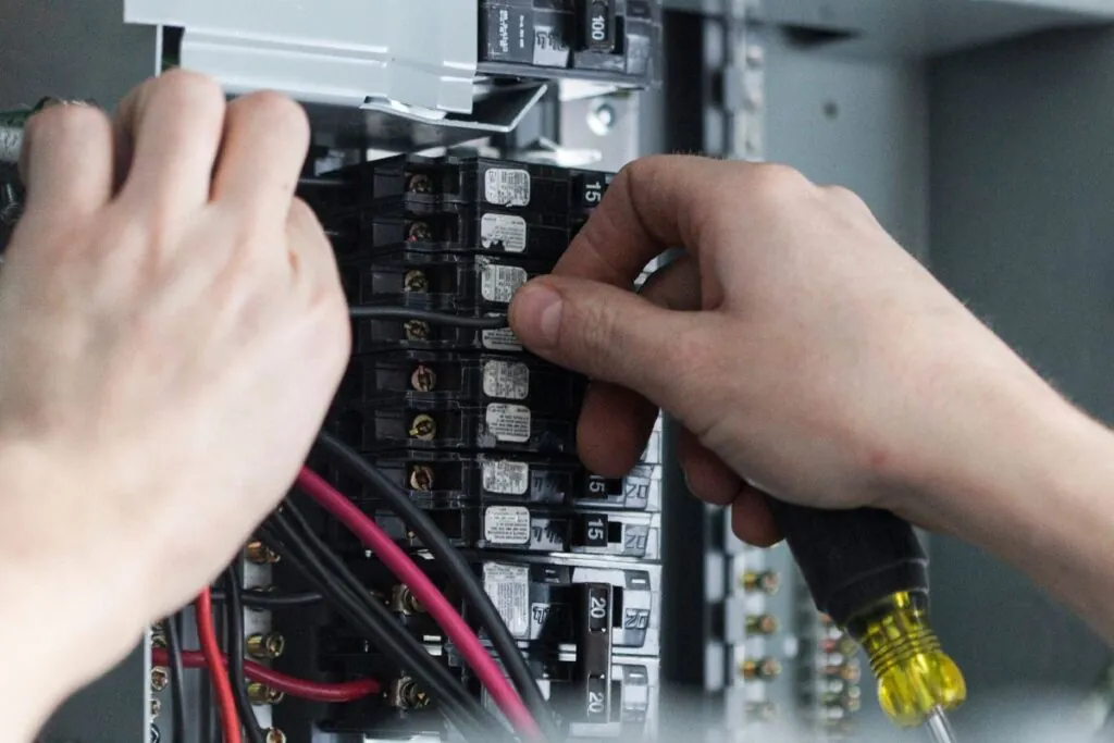 electrician upgrading a homes distribution board