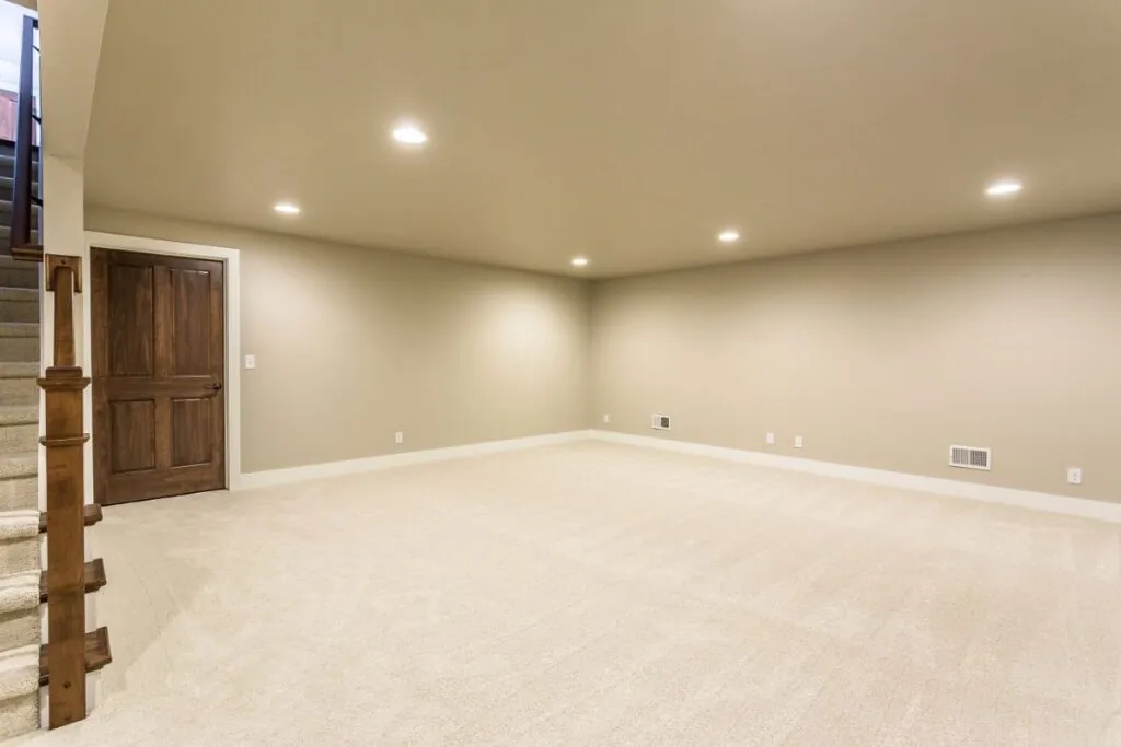 huge basement recreation and entertainment room with beautiful floor