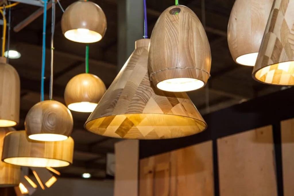 set of wooden ceiling light fixtures