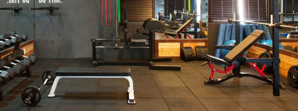 gym equipment on basement gym