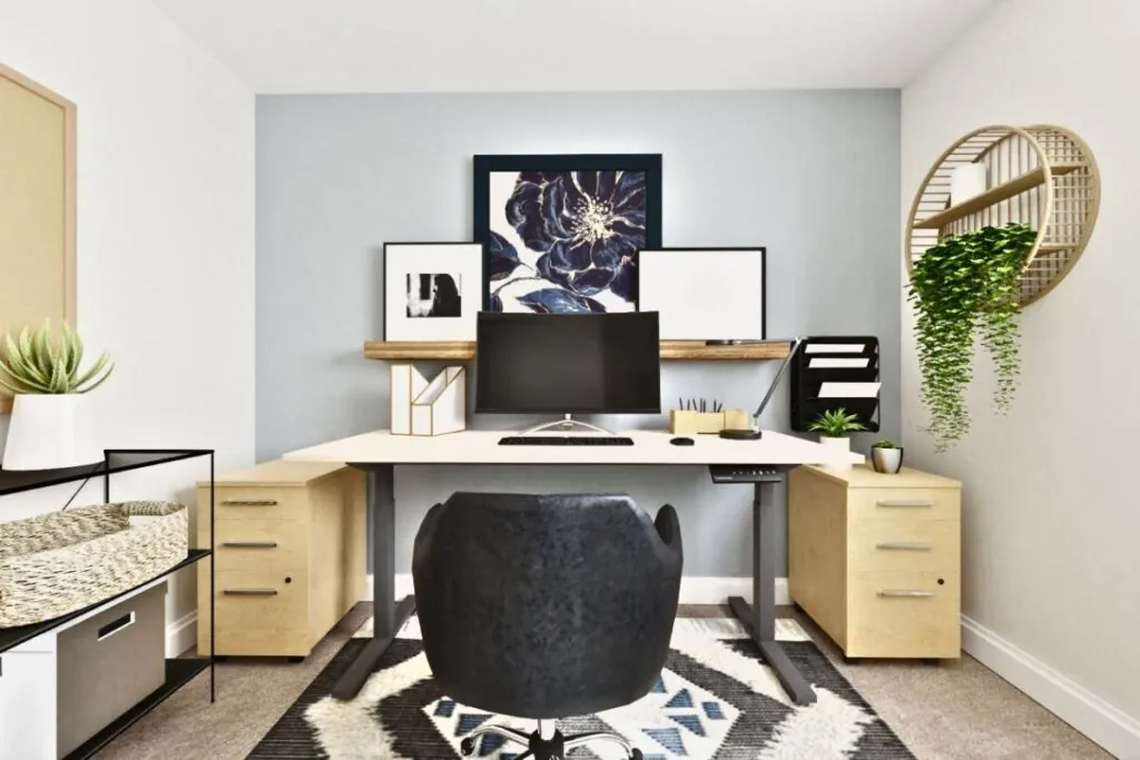 functional home office in the basement made by professional contractors